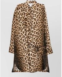 Sportmax - Silk Leopard-Print Lace-Trim Knot-Detail Midi Dress - Lyst