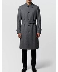 Lardini - Virgin Wool Checked Single-Breasted Belted Coat - Lyst