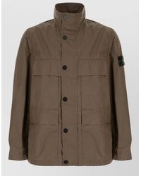 Stone Island - Polyester Blend Jacket Front Pockets High Collar - Lyst