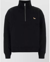 Maison Kitsuné - Cotton Sweatshirt High Collar Long Sleeves - Lyst