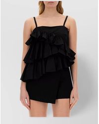 MSGM - Ruches Tops With Asymmetric Hem And Ruffle - Lyst
