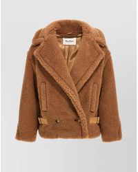 Max Mara - Shearling Texture Jacket Belted Waist - Lyst