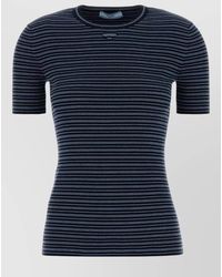 Prada - Cotton Knit Crew Neck Striped T Shirt - Lyst