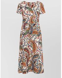 Etro - Printed Short-Sleeve Midi Dress - Lyst