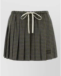 Miu Miu - Cotton Tartan Pleated Mini Skirt - Lyst