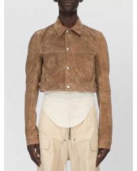Rick Owens - Cropped Suede Coat Long Sleeves Collar - Lyst