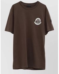 Moncler - Cotton Printed Logo Crew Neck Short Sleeve T-Shirt - Lyst