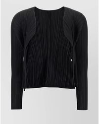 Pleats Please Issey Miyake - Long Sleeve Cardigan Featuring A Pleated Design - Lyst