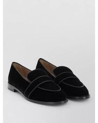 Aquazzura - Round Toe Velvet Loafers Piped Trim - Lyst