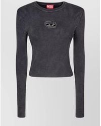 DIESEL - Ribbed Cropped Cotton Short-Sleeve Top - Lyst