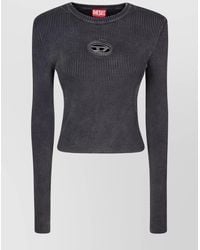 DIESEL - Ribbed Cropped Crew-Neck Short-Sleeve Knitted Top - Lyst