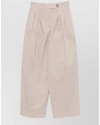 Emporio Armani - Cotton Pleated Wide-Leg Trousers - Lyst