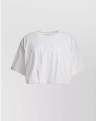 Pinko - Cotton Ribbed Crew-Neck Cropped T-Shirt - Lyst