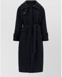Pinko - Wool Rhinestone-Embellished Belted Long Coat - Lyst