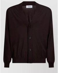 Lardini - Wool V-Neck Ribbed Cardigan - Lyst