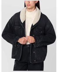Isabel Marant - Denim And Faux Fur Jacket With Sherpa Collar - Lyst