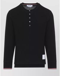 Thom Browne - Merino Wool Ribbed Long-Sleeve Henley Shirt - Lyst