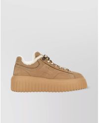 Hogan - Leather Shearling-Lined Low-Top Sneakers - Lyst