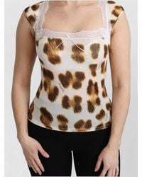 Roberto Cavalli - Leopard-Print Lace Camisole Top - Lyst