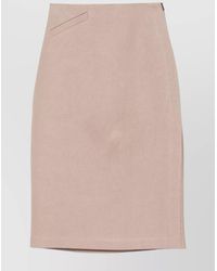 Fendi - Linen Straight Midi Skirt Slit - Lyst