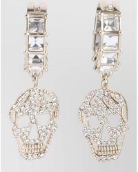 McQueen - Pavè Skull Hoop Earrings Cubic Zirconia - Lyst