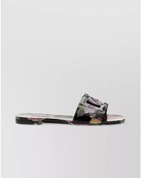 Dolce & Gabbana - Floral Slides With Open Toe And Flat Sole - Lyst