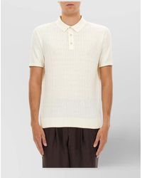 BOSS - Textured Knit Short Sleeve Polo Shirt - Lyst