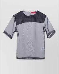 Thelatest - Dean Organza Top Contrast Panels Sheer - Lyst