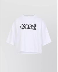 Marni - Cropped Cotton Logo T-Shirt - Lyst