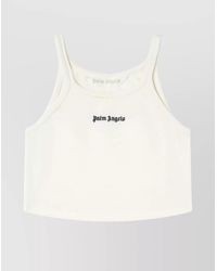 Palm Angels - Cotton Cropped Sleeveless Logo-Embroidered Top - Lyst