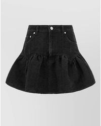 Ganni - Lurex Denim Mini Skirt - Lyst