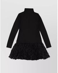 BOSS - Textured Skirt Long Sleeve High Neck Dress - Lyst