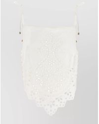 Self-Portrait - Embroidered Cotton Tie-Strap Tank Top - Lyst