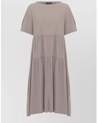 Herno - Tiered Midi Dress Short Sleeves Round Neckline - Lyst