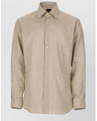 BOSS - Linen Shirt Long Sleeves Button Cuffs - Lyst