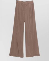 Via Masini 80 - Linen Blend Trousers Belt Loops Pleats - Lyst