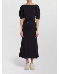Lemaire - Belted Jersey Midi Dress Boat Neckline - Lyst