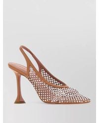 AMINA MUADDI - Mesh Rhinestone Slingback Mules Pointed Toe - Lyst