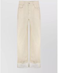 Bottega Veneta - Cotton Wide-Leg Turned-Up Jeans - Lyst