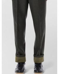 Prada - Slim Tailored Wool Trousers Contrast Waistband Cuffs - Lyst