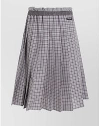 Miu Miu - Cotton Checked Gathered Pleated Skirt - Lyst