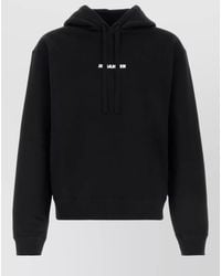 Jil Sander - Cotton Hooded Sweatshirt Ribbed Cuffs Hem - Lyst
