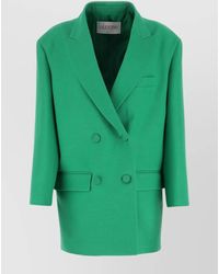 Valentino Garavani - Silk Virgin Wool Oversized Double-Breasted Blazer - Lyst