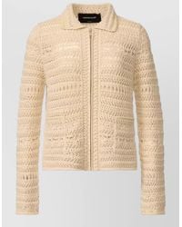 Fabiana Filippi - Crochet Collared Long Sleeve Top Nylon Silk - Lyst