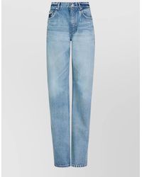 Alaïa - High Waist Straight Leg Denim Trousers - Lyst