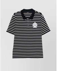 Balmain - Striped Cotton Short-Sleeve Polo Shirt - Lyst