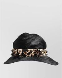 Dolce & Gabbana - Crystal Embellished Wide Brim Straw Fedora Hat - Lyst