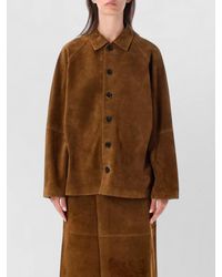 Studio Nicholson - Leather Single Breasted Coat - Lyst