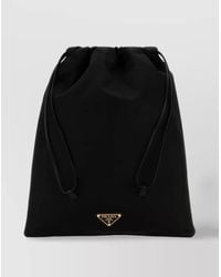 Prada - Fabric Pouch With Drawstring And Logo Detail - Lyst