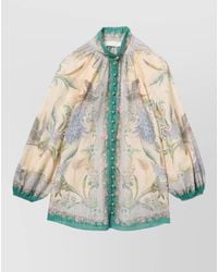 Zimmermann - Indra Floral Cotton Silk Blouse Shirt - Lyst